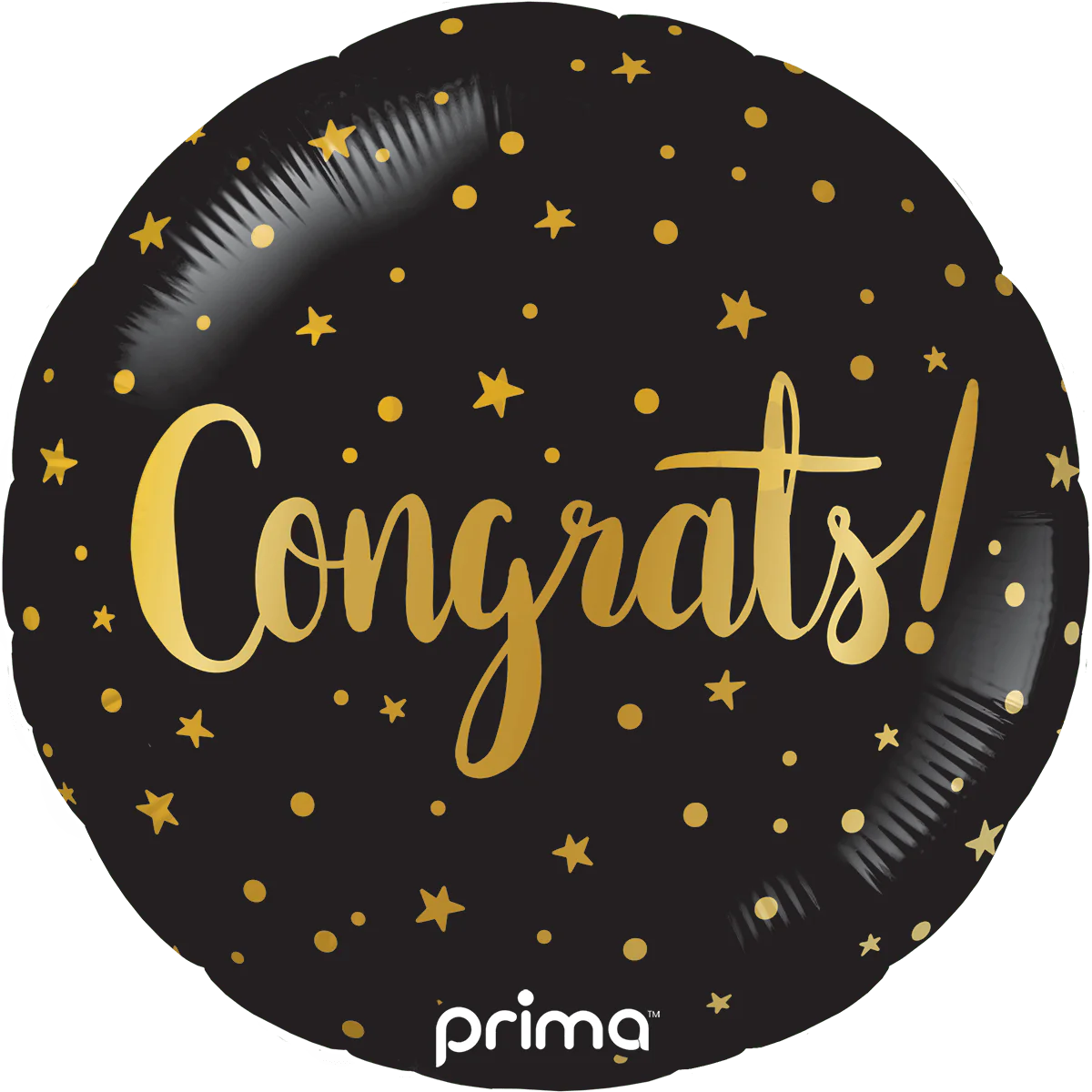 PRIMA 9" Round Congrats Gold Stars 6ct (AIR-FILL ONLY)